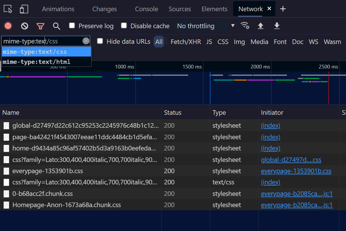 The Network panel in Edge showing the filter input field.