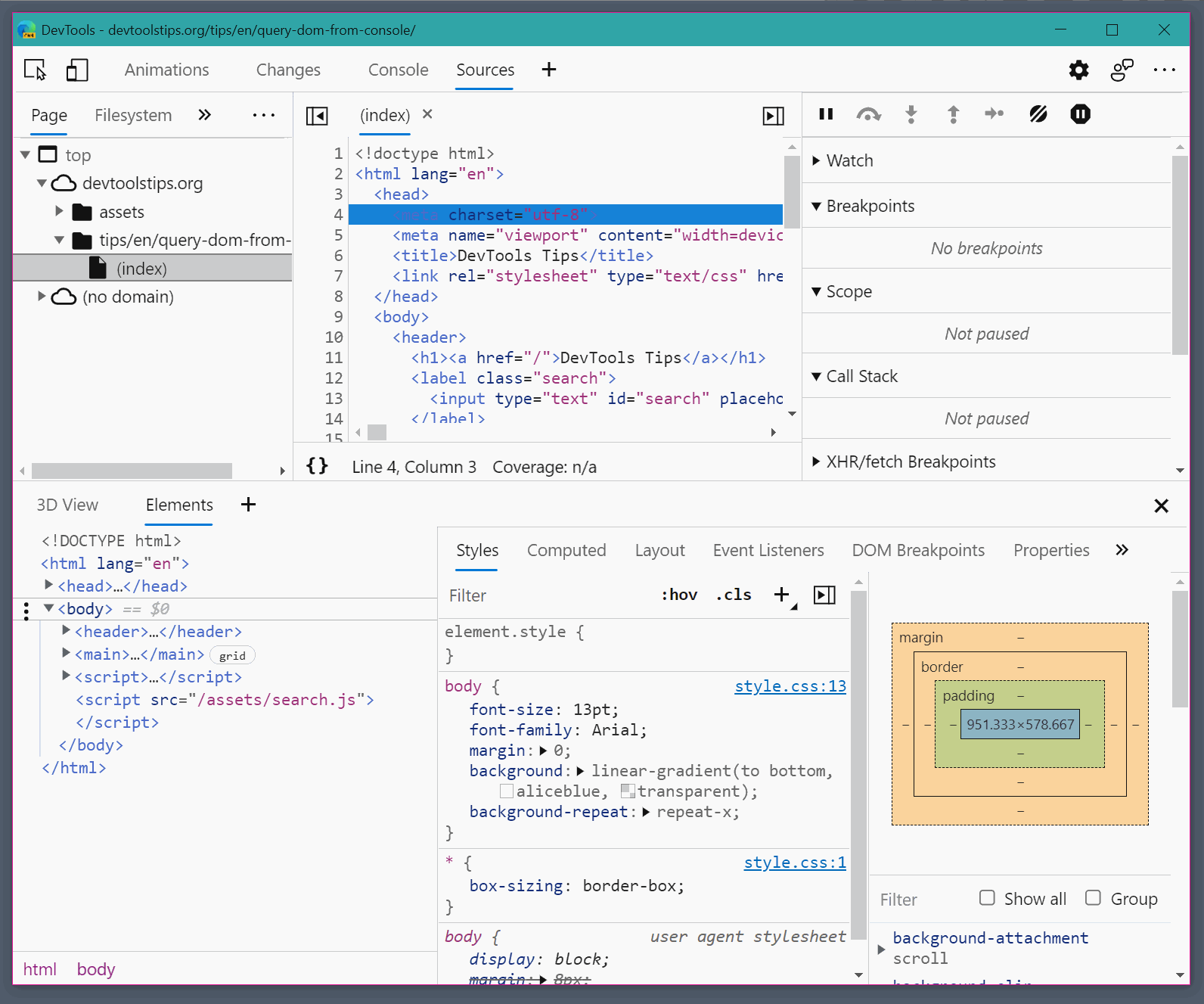 gif animation of the devtools tooltips in edge