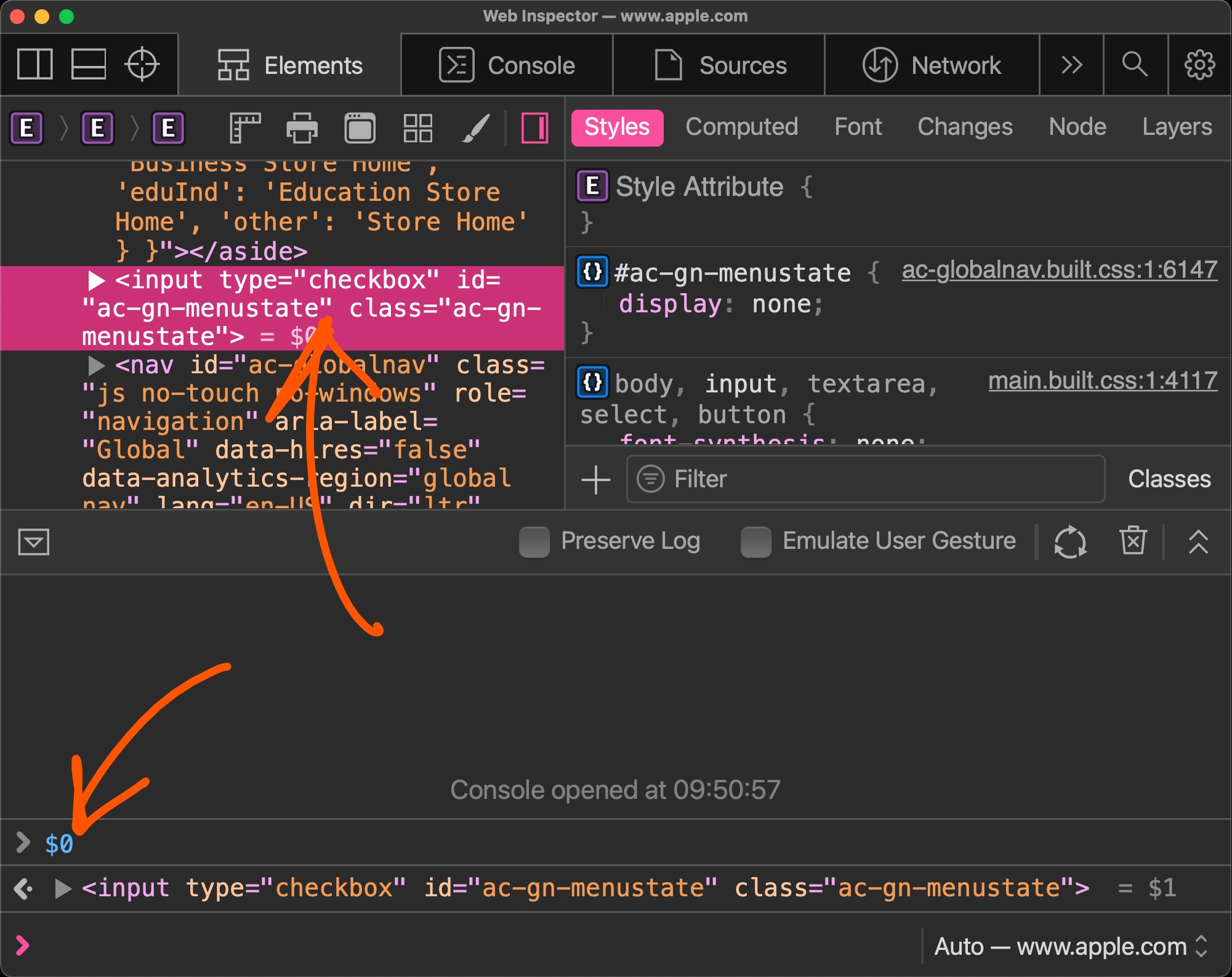 Console features reference, DevTools