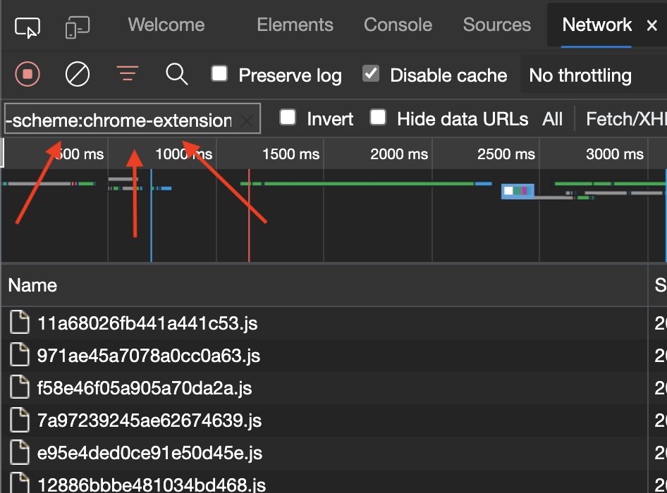 Screenshot of the Network panel in Chrome DevTools showing the pattern used in the filter input box